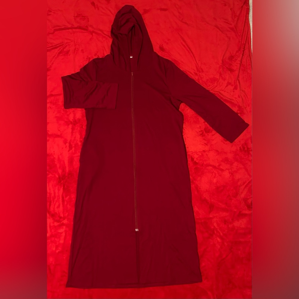 Long Burgundy Dress with Hood-Medium size
